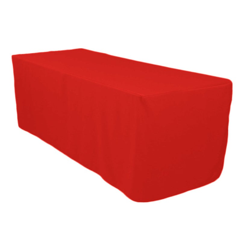 Surmente Red Fitted Tablecloths for 6 Foot Rectangle Tables, Red Table Covers for Weddings, Banquets, or Restaurants - Image 1